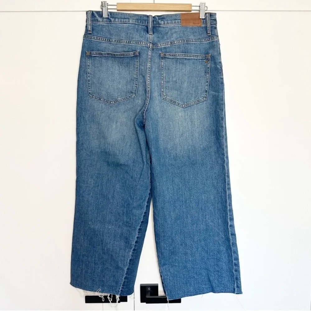 Madewell Two-Tone Blue Wide Leg Flare Cropped Gusset Jeans Size 31 - Picture 7 of 14